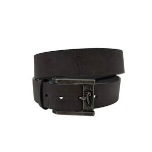 Original Penguin Mens Gray Faux Leather Lined Logo Buckle Belt Size 36 RN77077